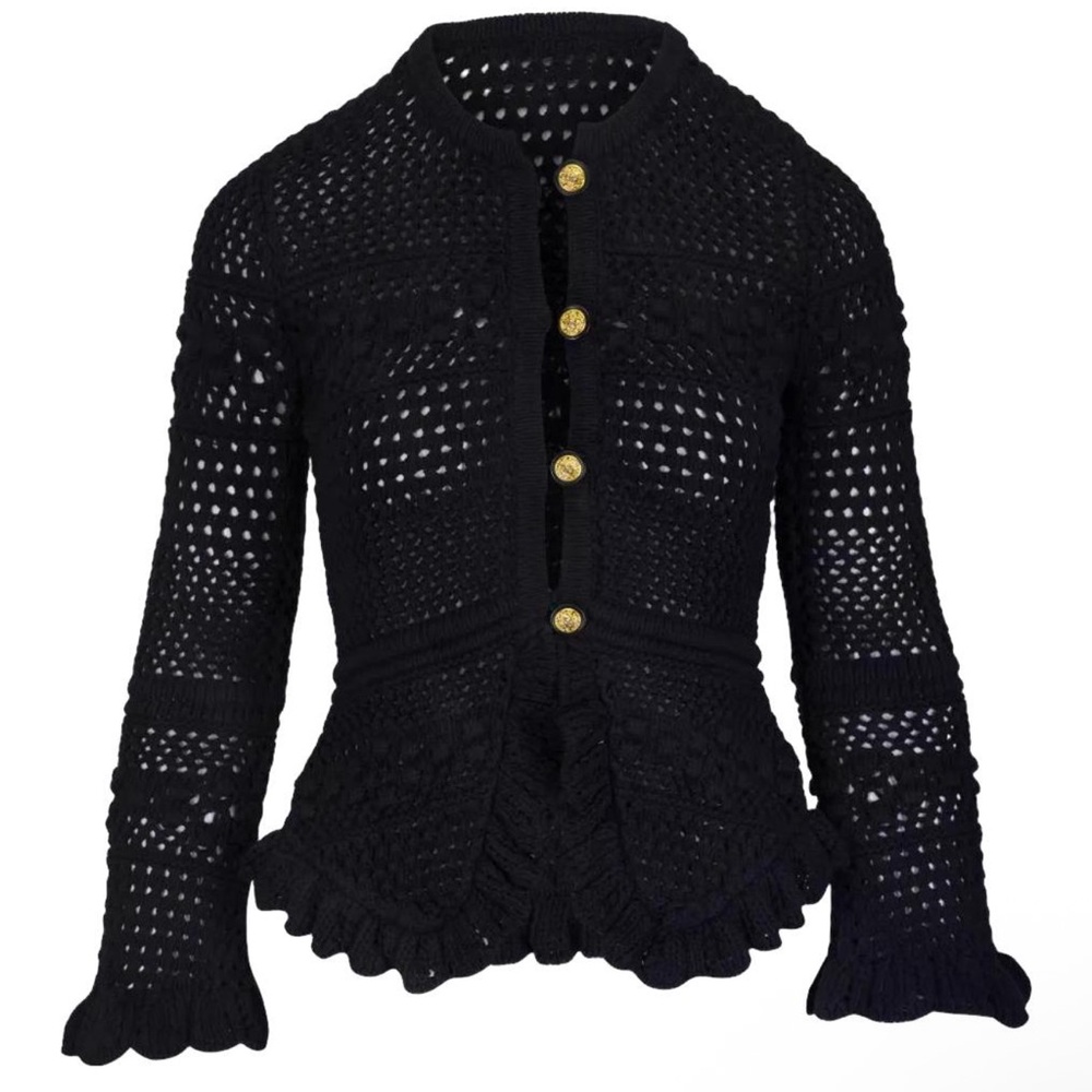 L'Agence Kiva Black Crochet Cardigan NWOT - Picture 5 of 10